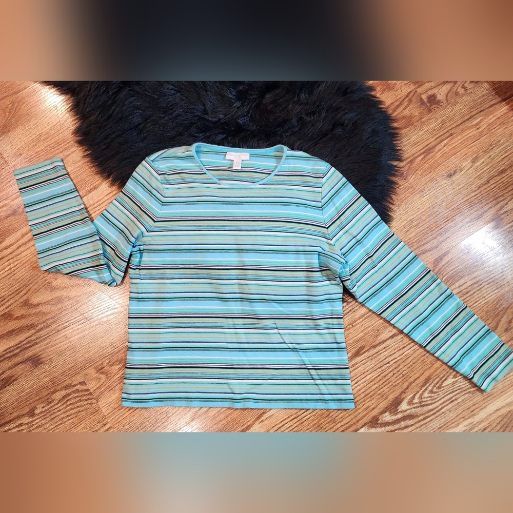 Charter Club Striped Long Sleeve Top Size PL